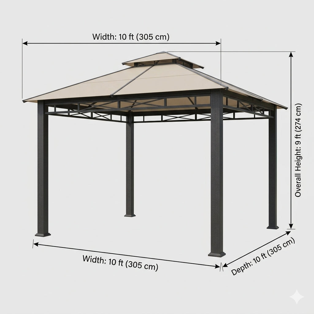 Arvella 10x10 ft steel frame garden gazebo – second view