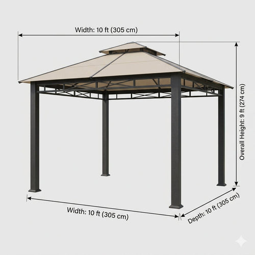 Arvella 10x10 ft steel frame garden gazebo – second view
