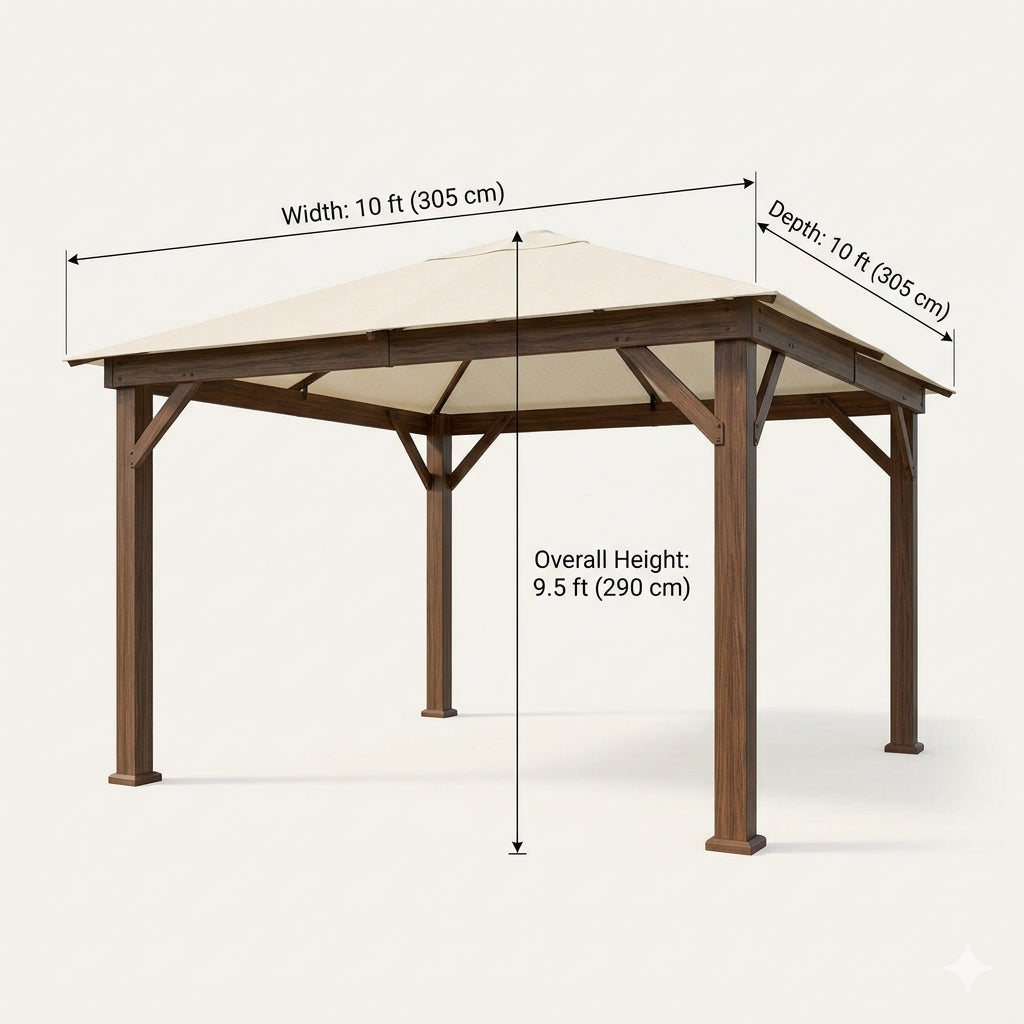 Calidora 10x10 ft wood-look garden gazebo – second view
